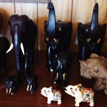 12 Elephants and 2 water buffalo!  From Garage sale, Why did I buy these? Maybe I need Help! - Animals