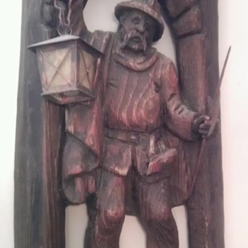 German, black forest, carved night guard lamp - Lamps